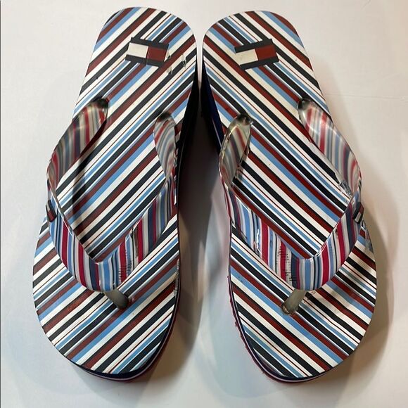 Tommy Hilfiger Girls Signature Strap Platform Flip Flops Thongs Sz 3 - Picture 1 of 11